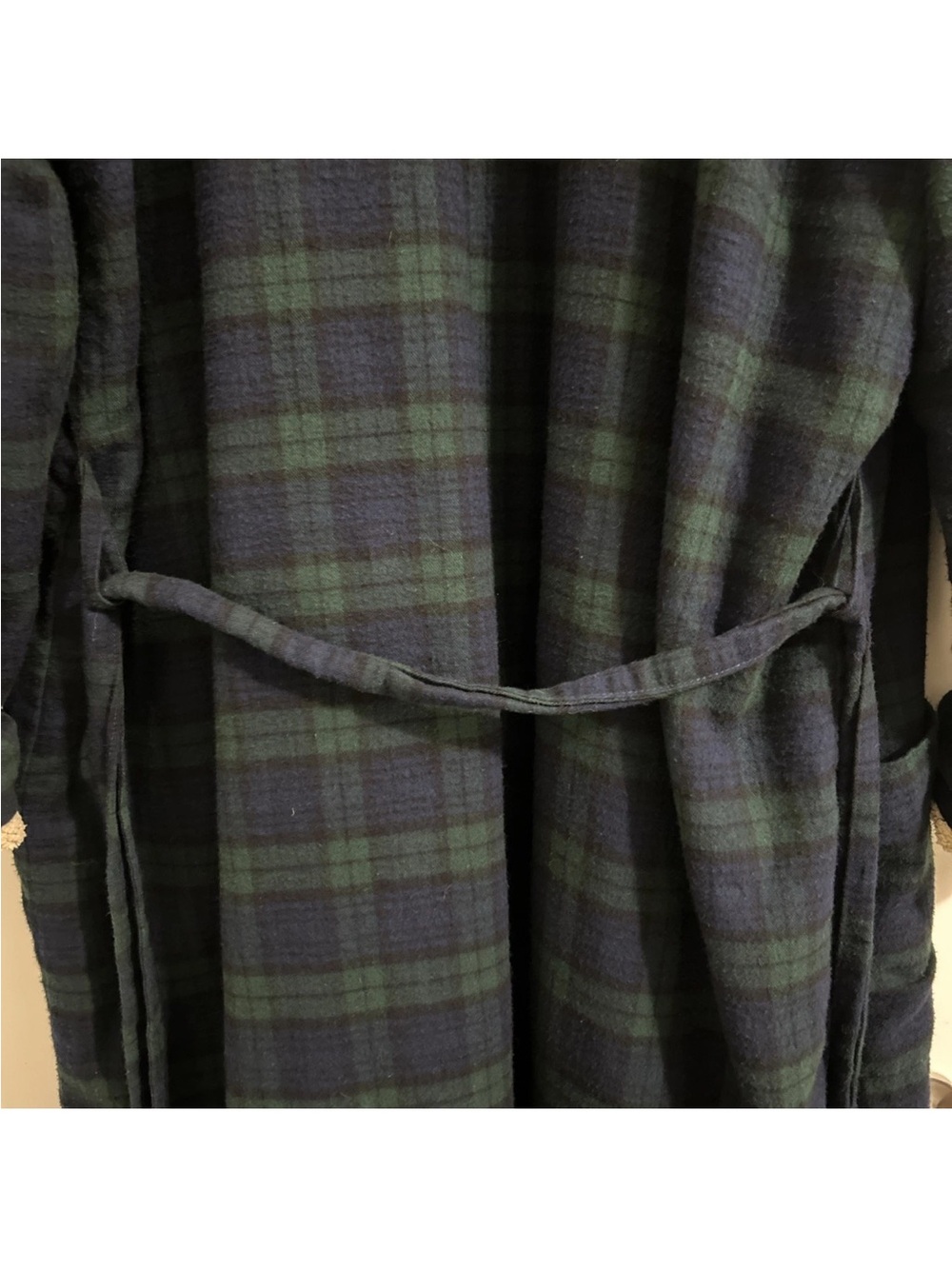L.L. Bean Men’s Scotch Plaid Flannel Robe Sherpa Lined Size XL Tall - Picture 12 of 15